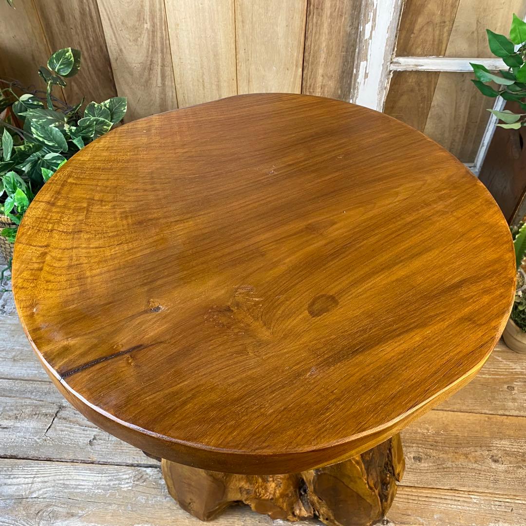 新商品入荷オールドチーク天然無垢丸太花台L（50㎝×48㎝）サイドテーブル飾り台