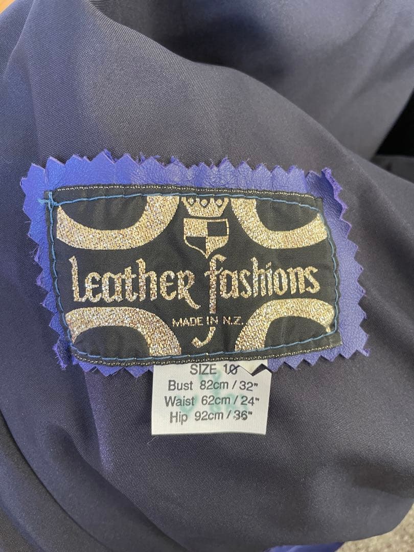 80s LEATHER FASHION 羊革ブルーレザージャケット ヴィンテージ