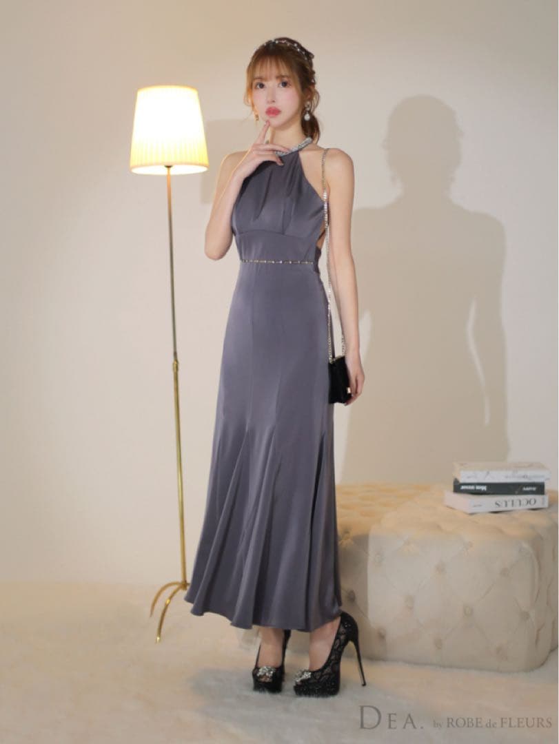 Tina DEA. グレー サテン ドレス Sサイズ