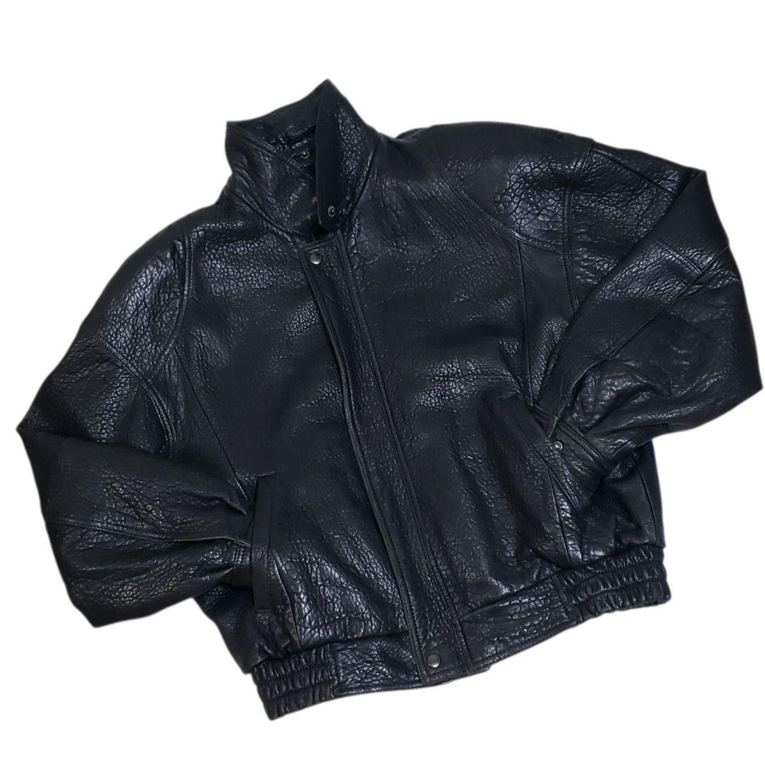 羊シボ革　短丈　A-2 G-1モチーフ　シングルライダース黒　襟ボア取外可　LL