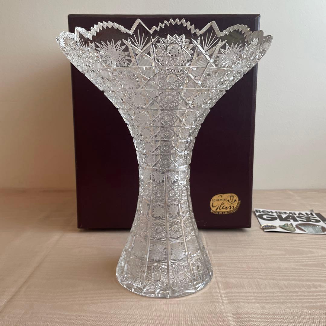 【美品】ボヘミアクリスタル　花瓶　チェコスロバキア
