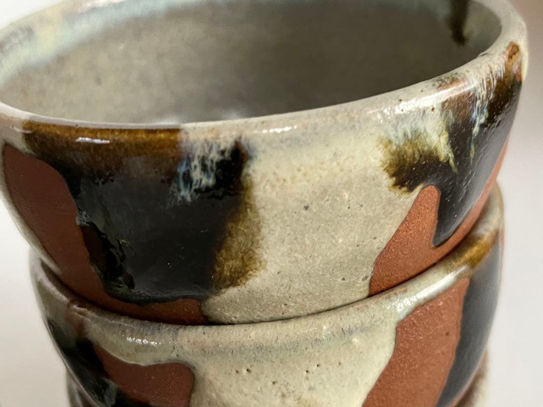 濱田庄司　浜田庄司　？　鉄釉　掛流　番茶器　湯呑　カップ　小鉢　5客　益子　民芸