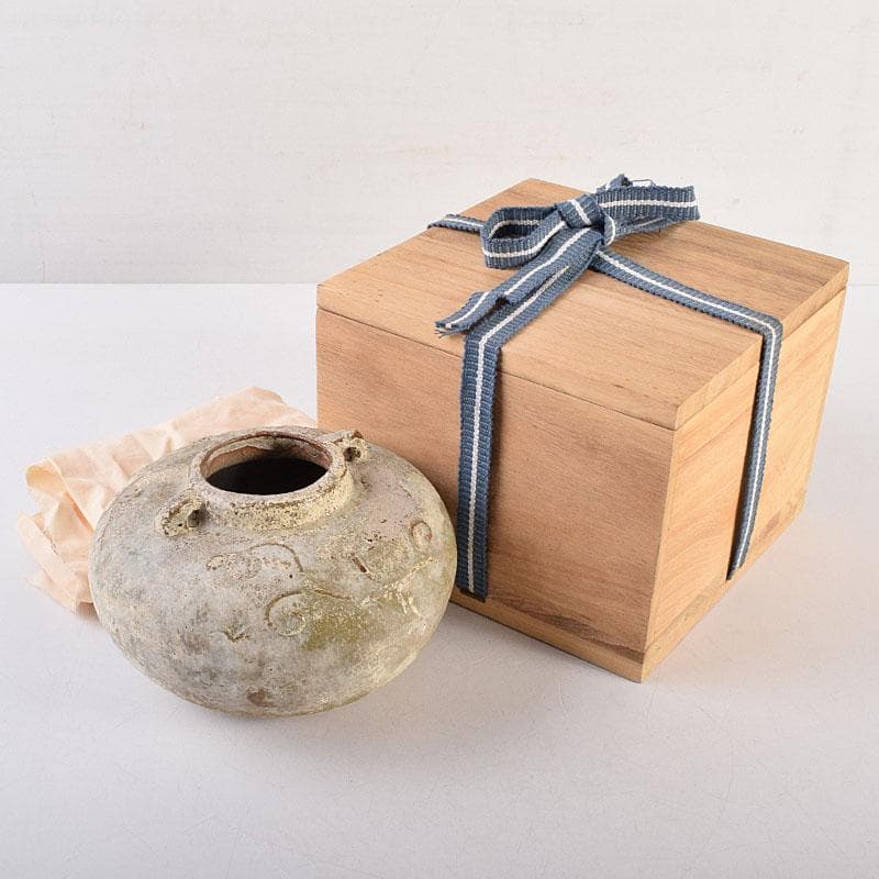 タイ古陶磁　スンコロク　宋胡録　油壷　双耳壷　時代箱　V　R8851