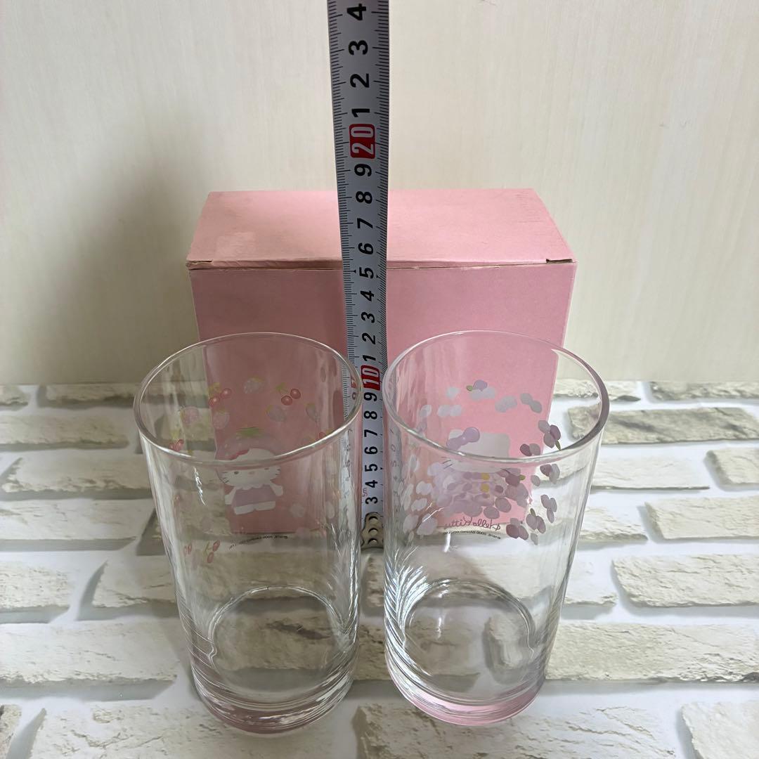 レア！貴重！ハローキティ いちご柄バラ柄グラス 2個セット サンリオ 2000年