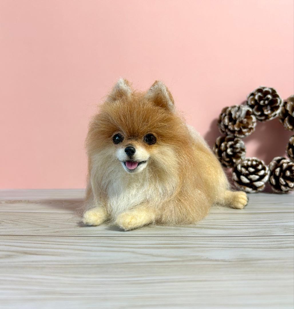 羊毛フェルト　にこにこポメラニアン　オレンジ　11