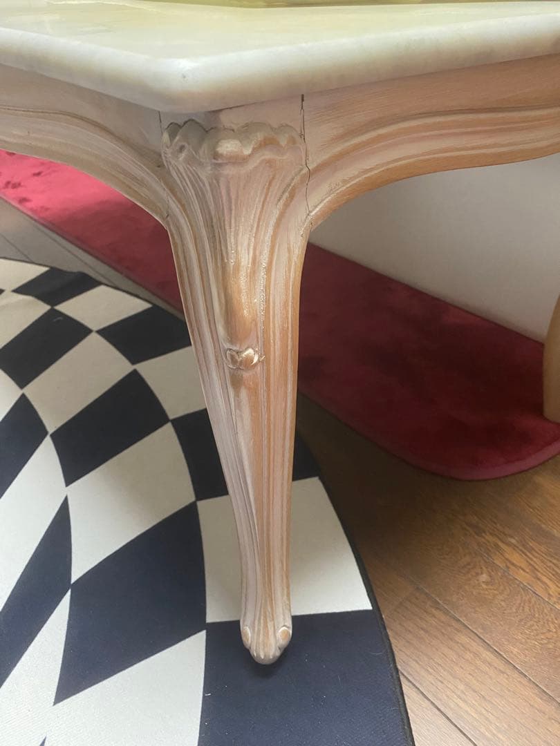 希少 ロココ♡ヴィンテージ♦️猫脚 彫刻 大理石天板 テーブル♦️フレンチ♦️引き取り