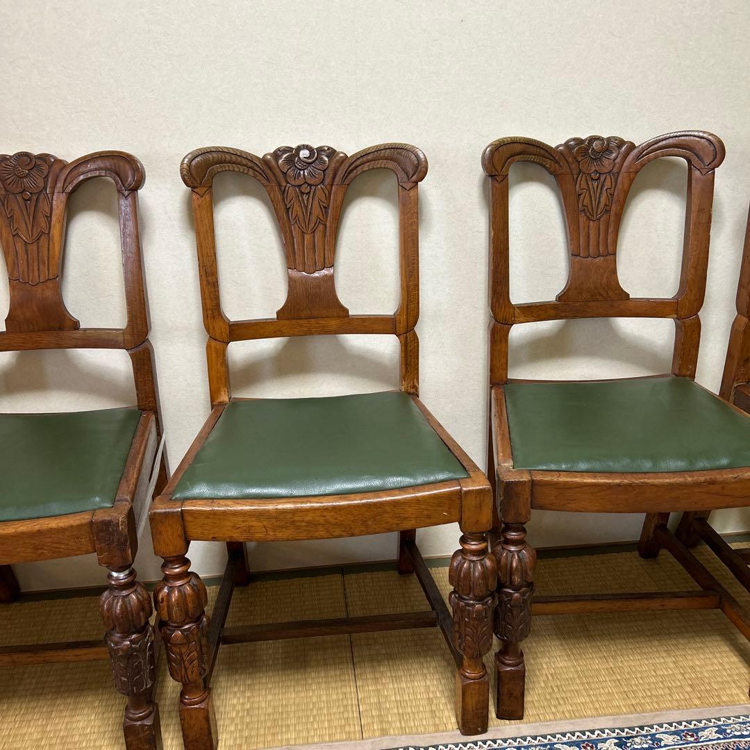英国アンティーク椅子 バルボス脚 オーク材 ジャンク品