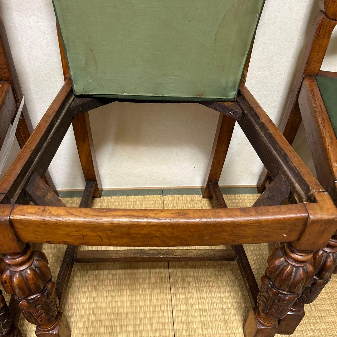 英国アンティーク椅子 バルボス脚 オーク材 ジャンク品