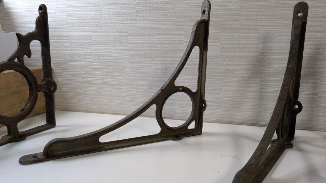 アンティーク　棚受け　アイアンブラケット　2種類　6個セット