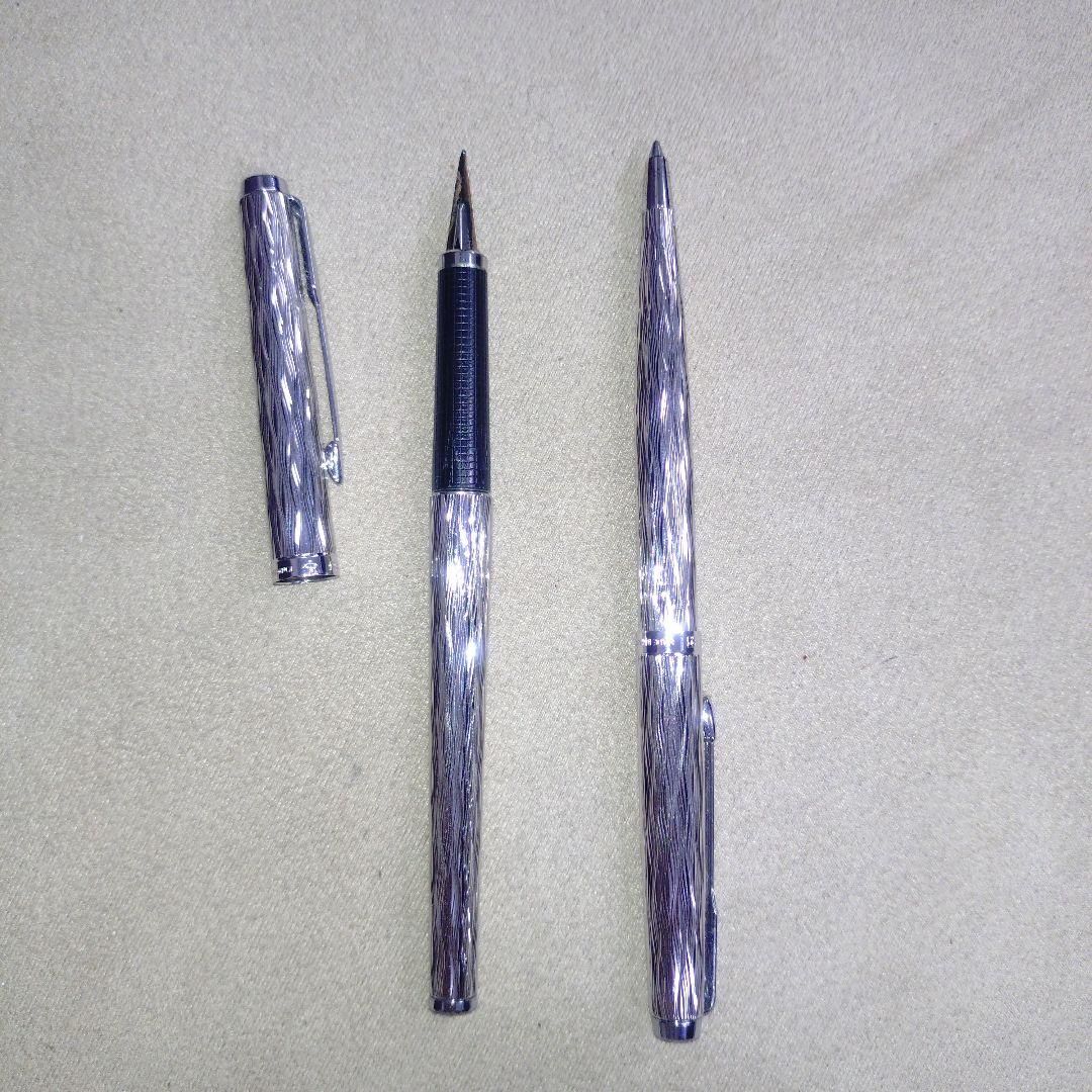PARKER　パーカー万年筆、ボールペンセット シルバー