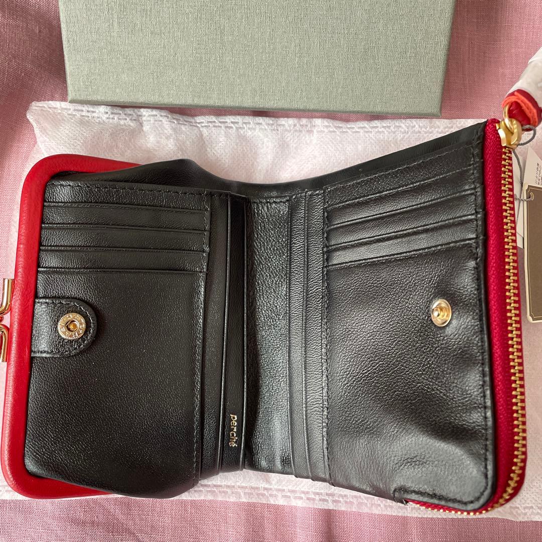 新品　percheペルケ 本田あつみさん　可愛すぎるがま口羊革財布