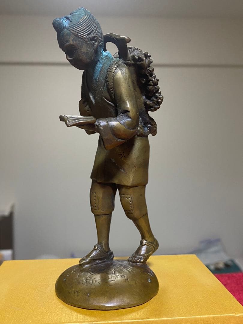 ⭐️二宮金次郎（尊徳）像 銅器 高岡銅器 置物 飾り大正時代 レア物 骨董品