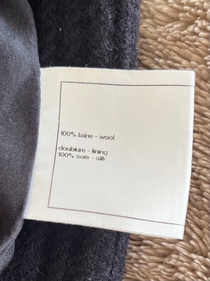 バズ　CHANEL リブ編みデザイン　膝丈スカート　ネイビー