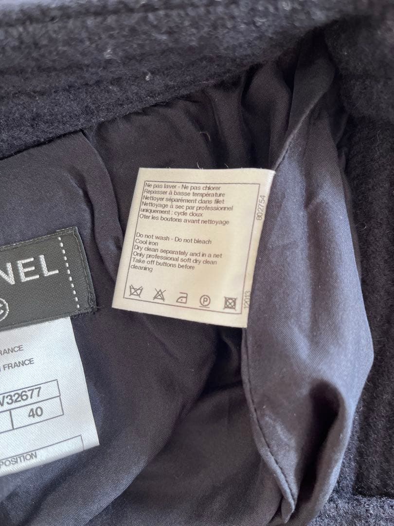 バズ　CHANEL リブ編みデザイン　膝丈スカート　ネイビー