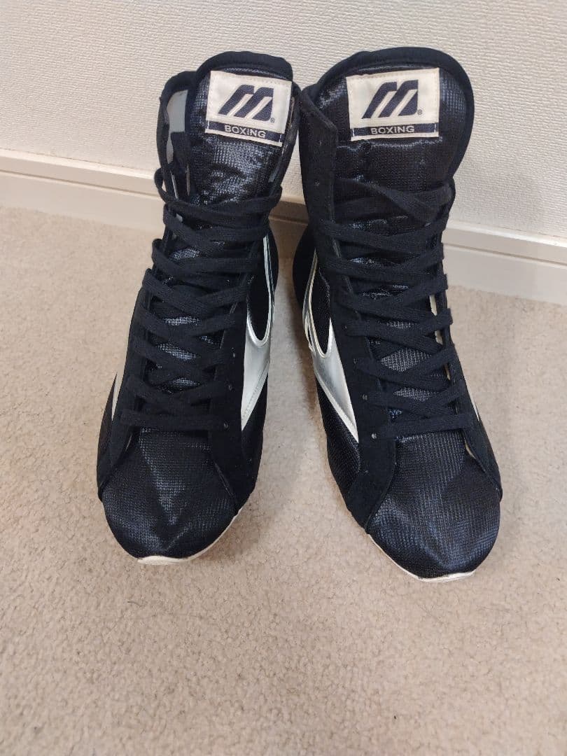 【極美品】ミズノ ボクシングシューズ　ブラック/シルバー　25.5cm