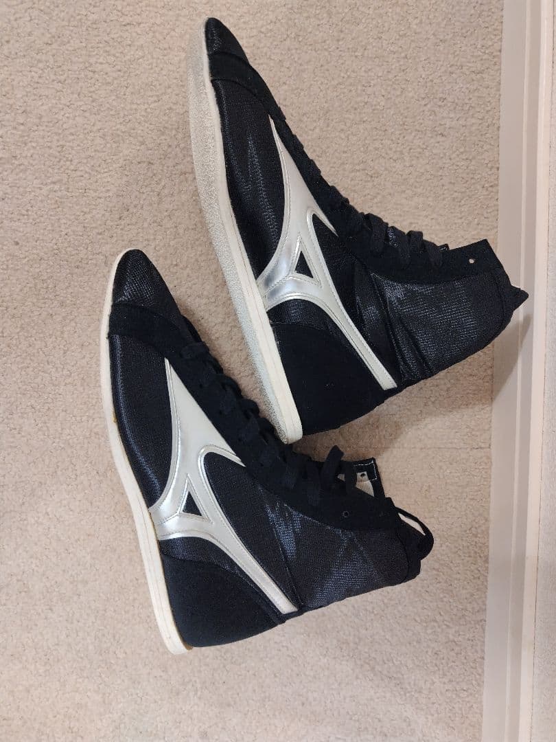 【極美品】ミズノ ボクシングシューズ　ブラック/シルバー　25.5cm