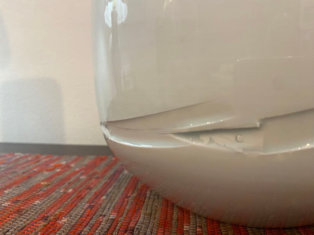 辻毅彦 自作 白瓷魚紋花器 聡窯 ひっかき文様