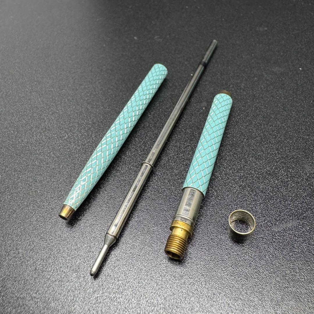 ティファニー ボールペン シルバー925 ライトブルー ヘビ柄 筆記用具