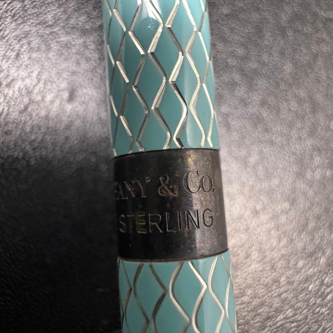 ティファニー ボールペン シルバー925 ライトブルー ヘビ柄 筆記用具