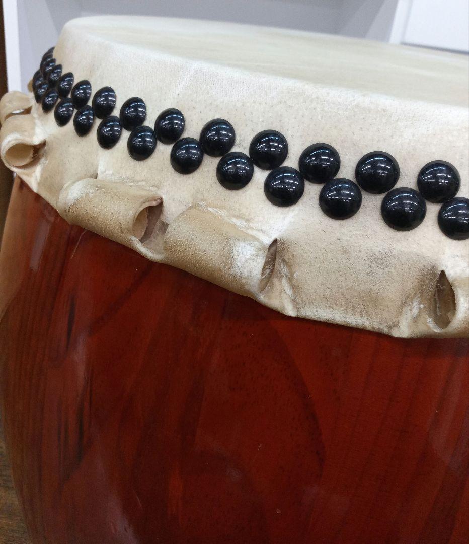 長胴太鼓　宮太鼓　和太鼓　巻き耳　1.5尺　台座　バチ付き　祭り　盆踊り