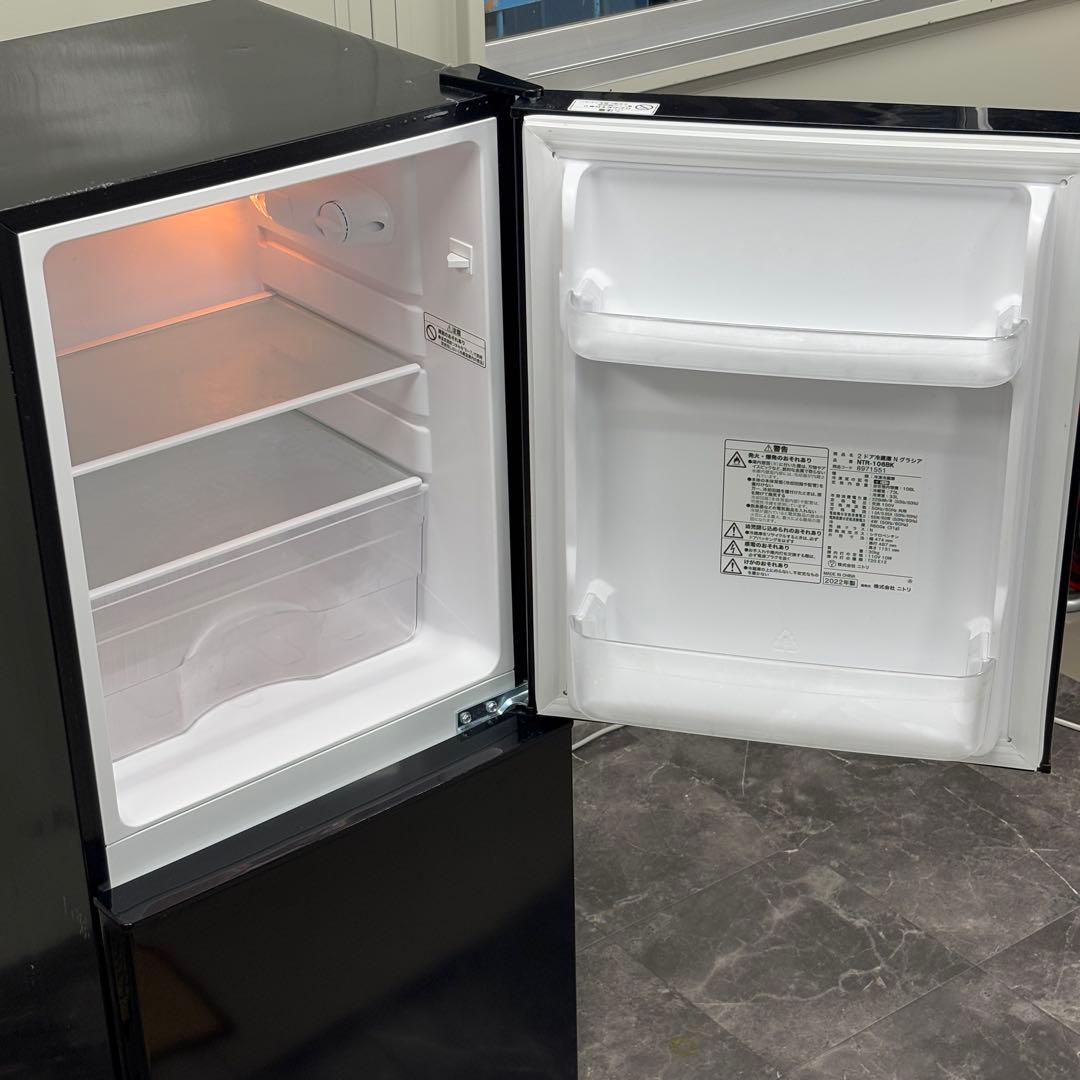 関東送料無料 設置対応 2022 ニトリ 2ドア 106L NTR-106BK