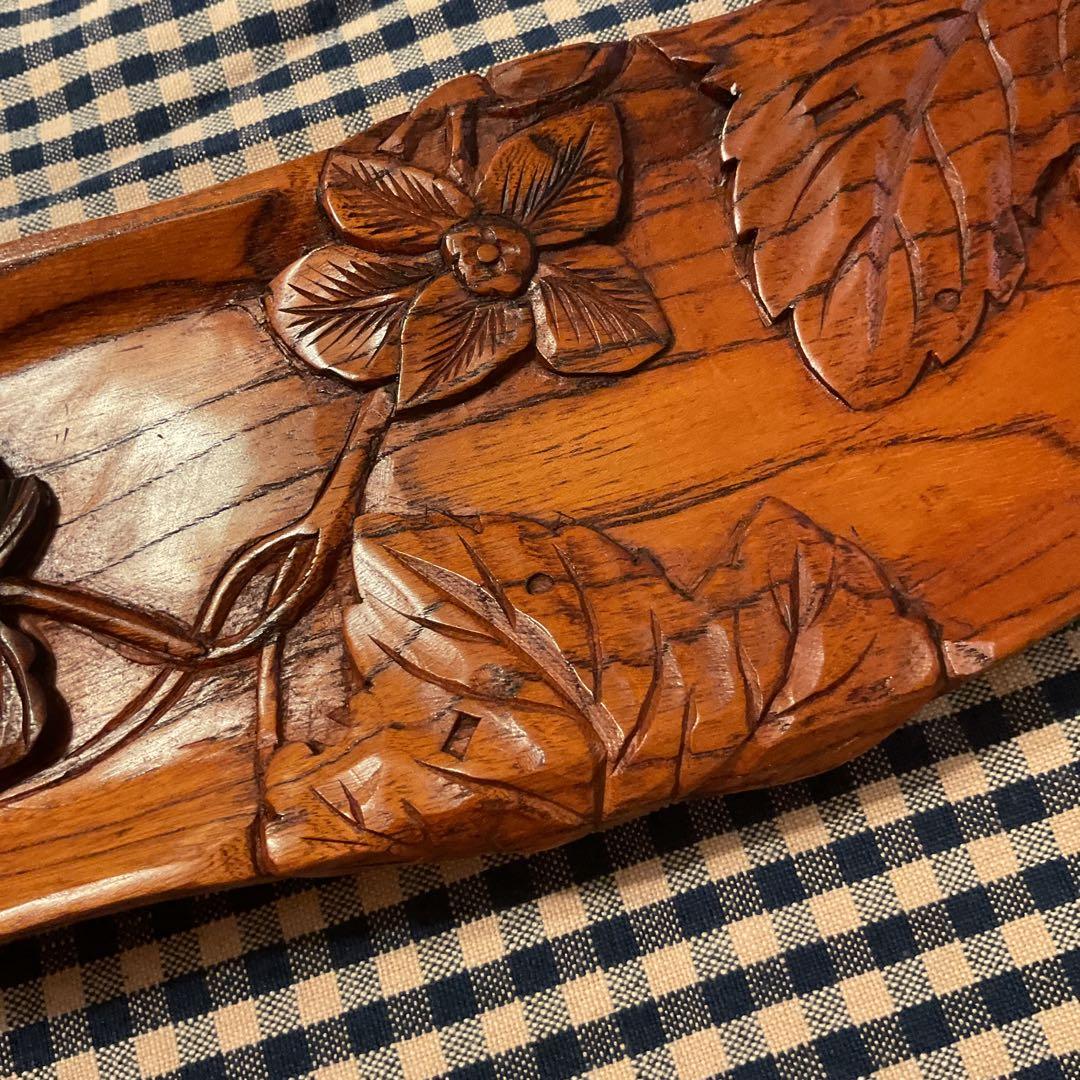 木製　手彫り　短冊掛　テーブルインテリア　値下げ