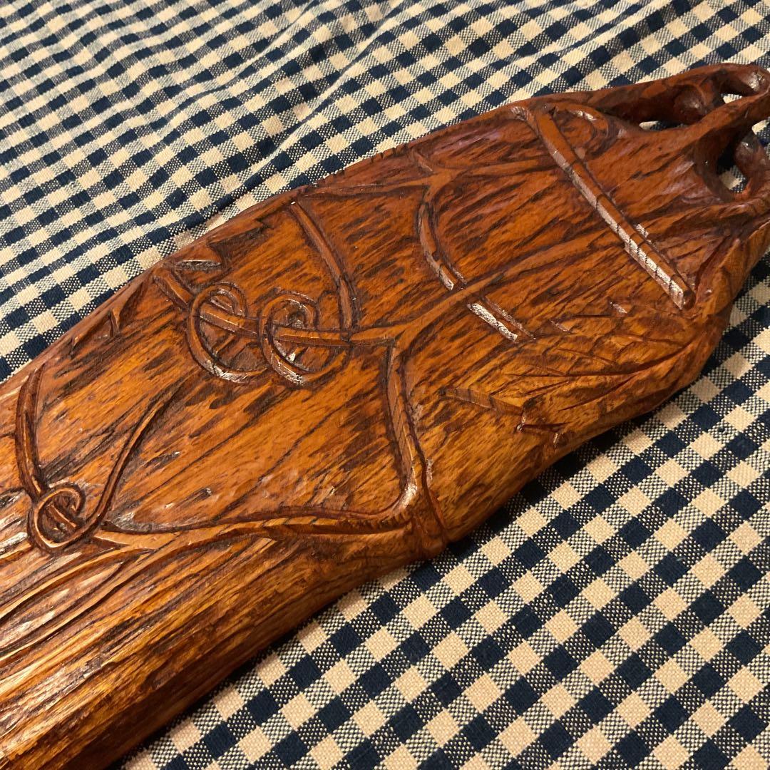 木製　手彫り　短冊掛　テーブルインテリア　値下げ