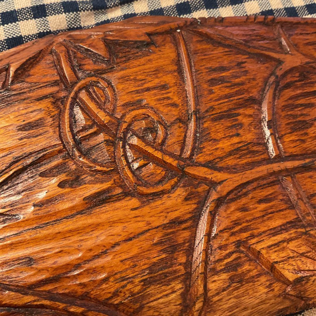 木製　手彫り　短冊掛　テーブルインテリア　値下げ