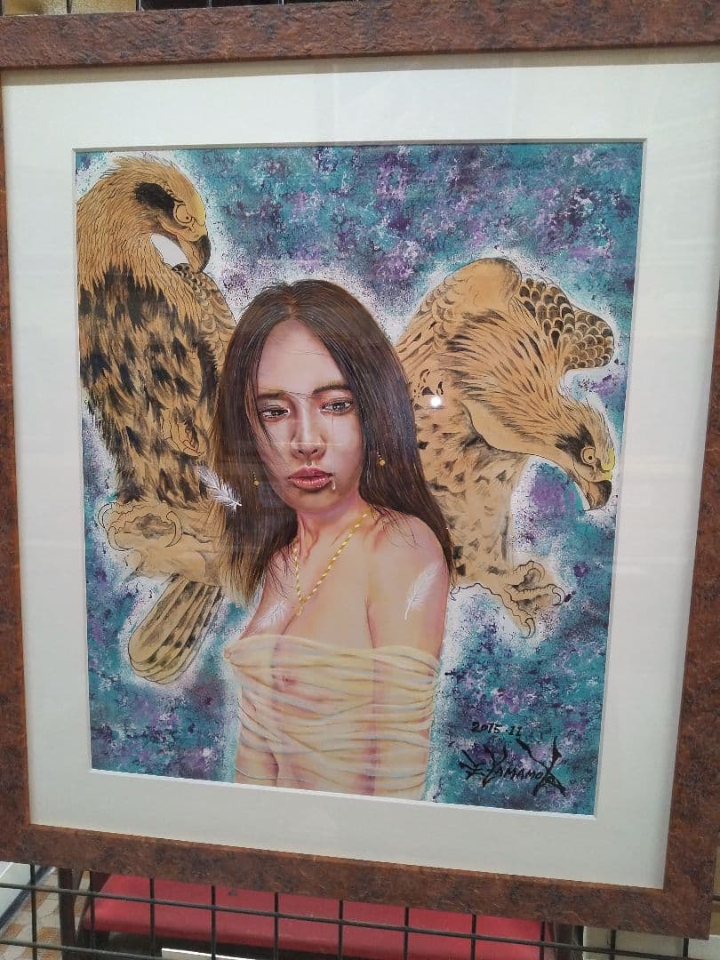 絵画、油彩８号、裸婦、美人画、山本英二、美女、額縁、真作、高塚省吾、森本草介。