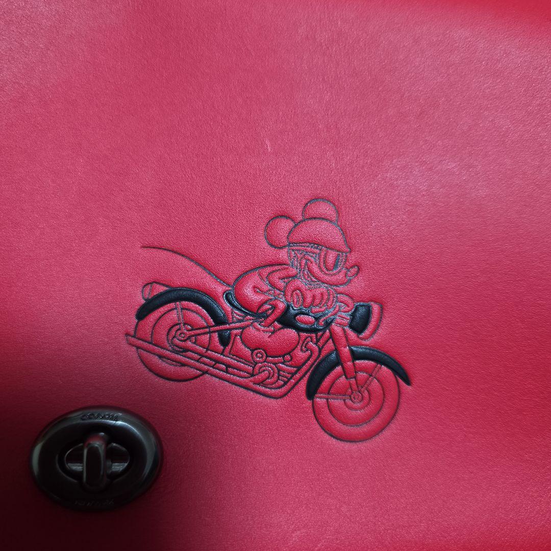 COACH 赤 ミッキー バイクショルダーバッグ