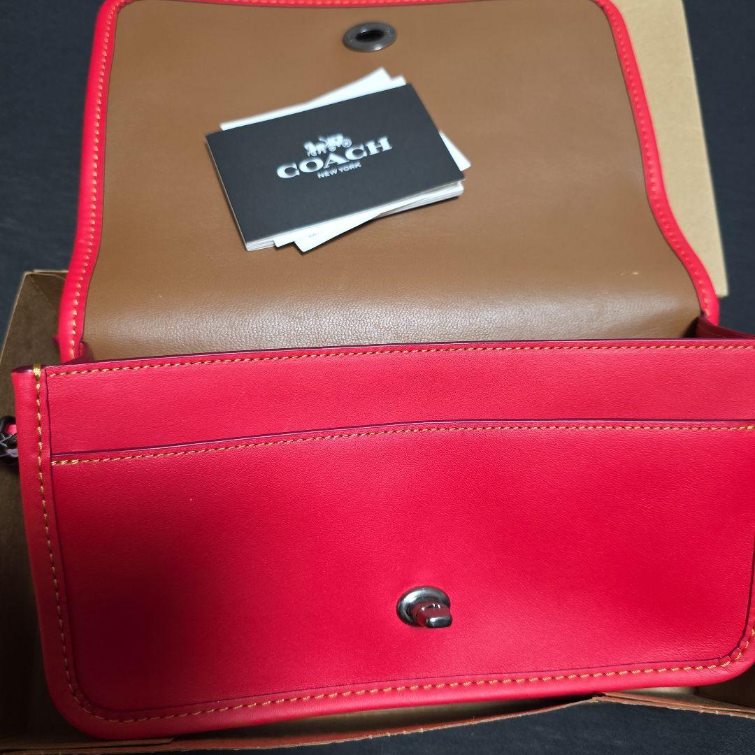 COACH 赤 ミッキー バイクショルダーバッグ