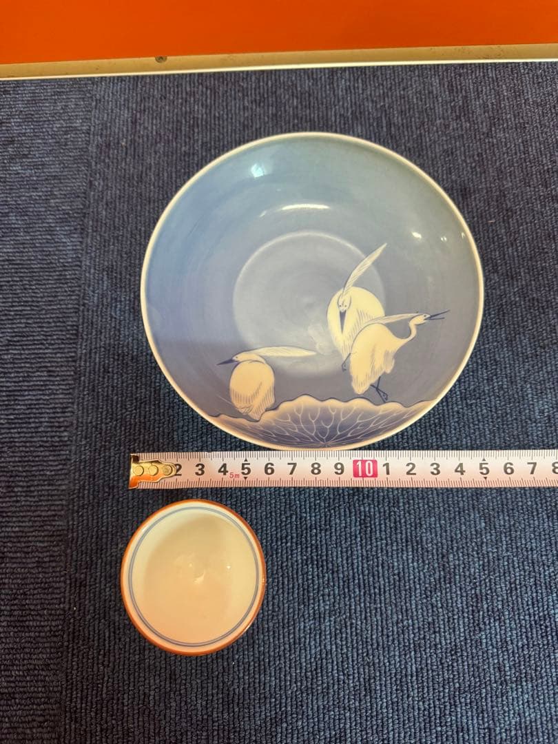 2007 其泉　染付白鷺文皿1客　蛸唐草文高台盃1客　未使用