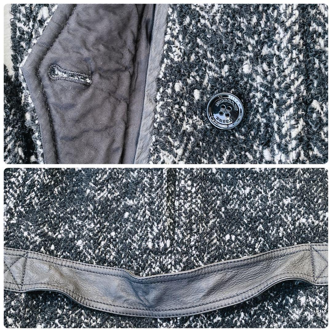 美品　バーバリーブリット　ロングコート　ウール　レザー　ノバチェック