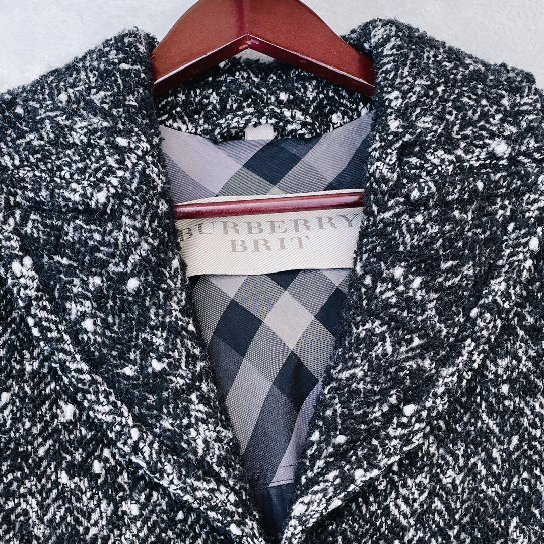 美品　バーバリーブリット　ロングコート　ウール　レザー　ノバチェック