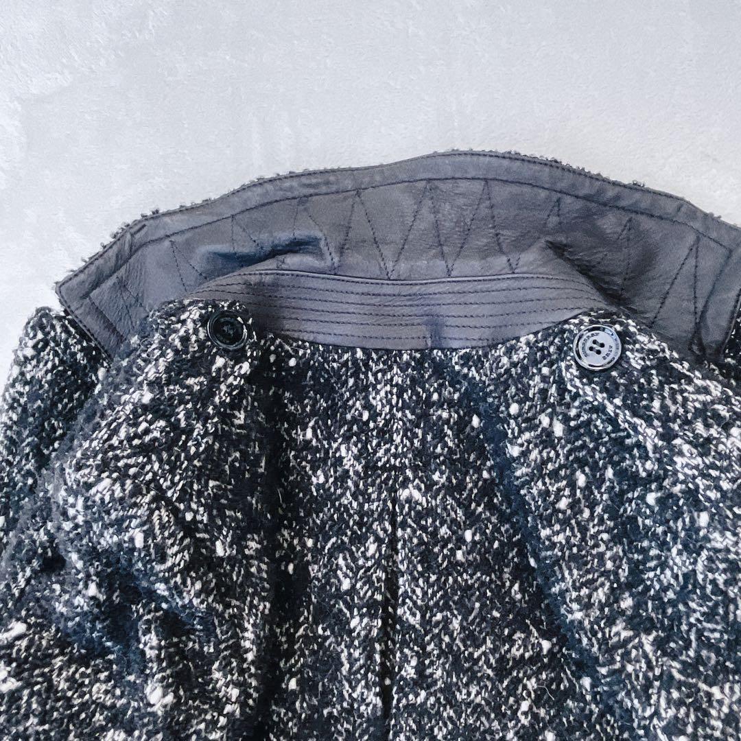 美品　バーバリーブリット　ロングコート　ウール　レザー　ノバチェック