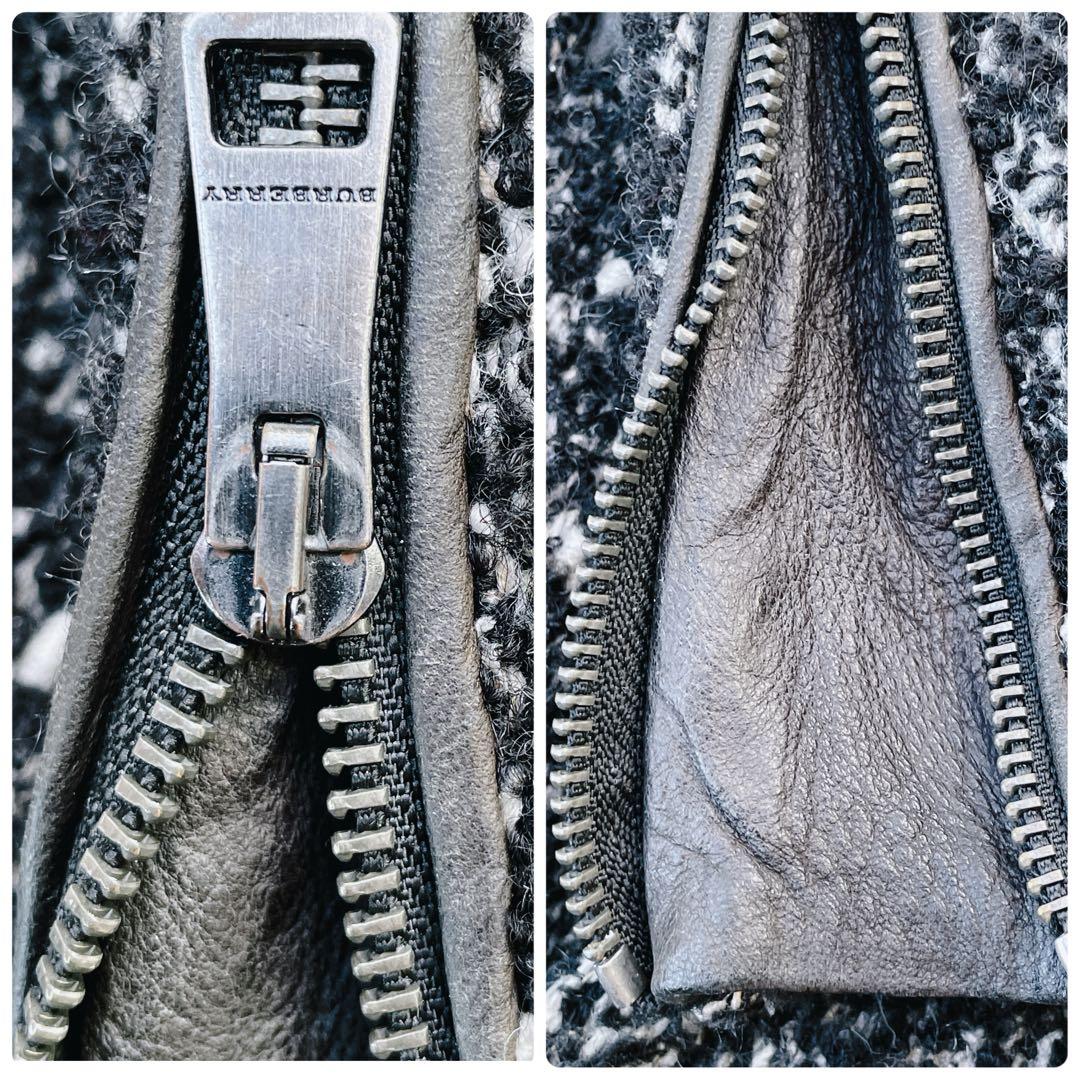 美品　バーバリーブリット　ロングコート　ウール　レザー　ノバチェック