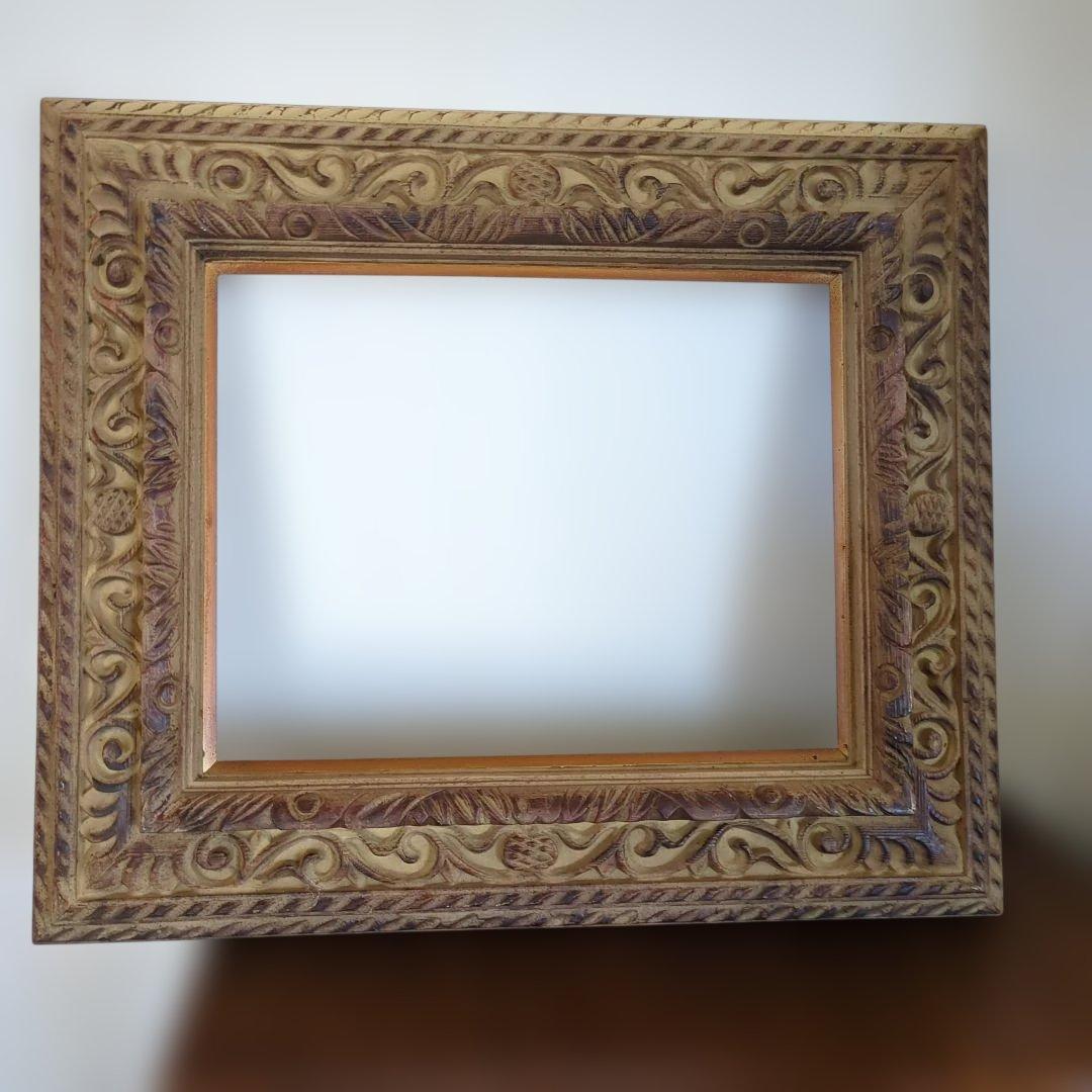 骨董　フレーム　木製　木彫　額縁のみ　ディスプレイ　アート