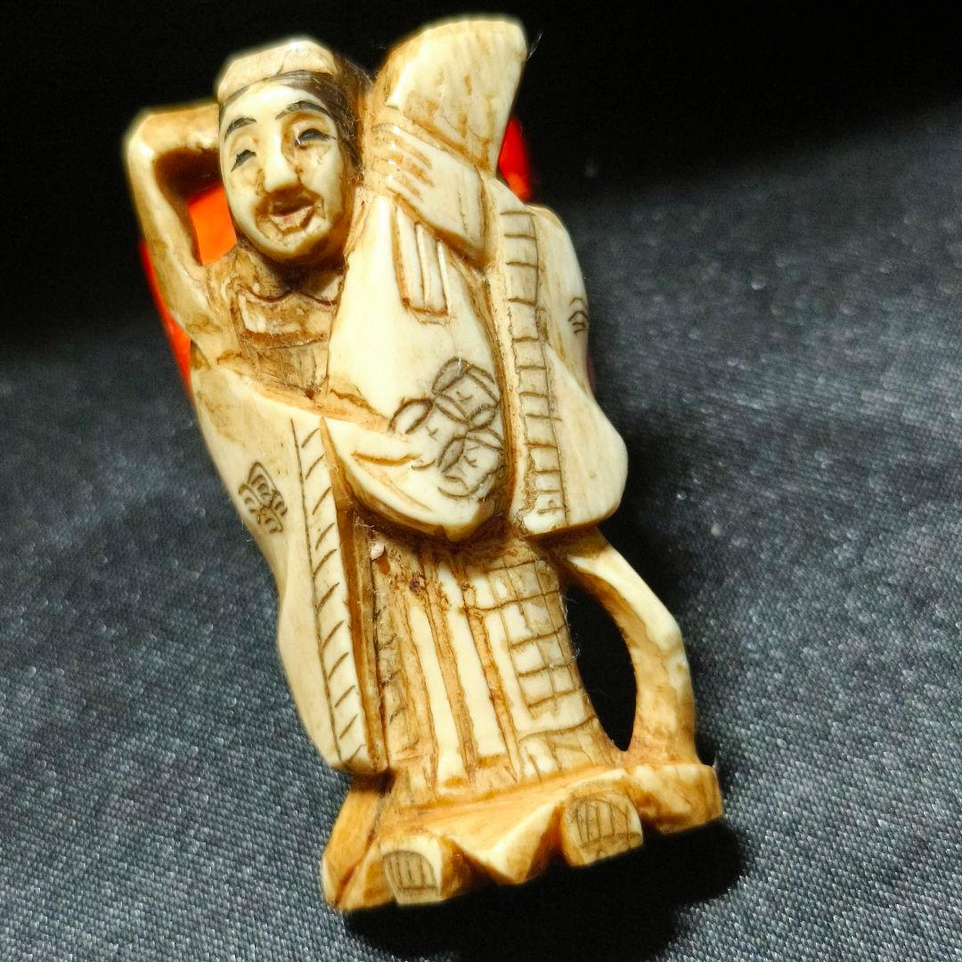 江戸根付 和骨董 縞模様天然素材 在銘 作家物 古美術 蒐集家放出 アンティーク