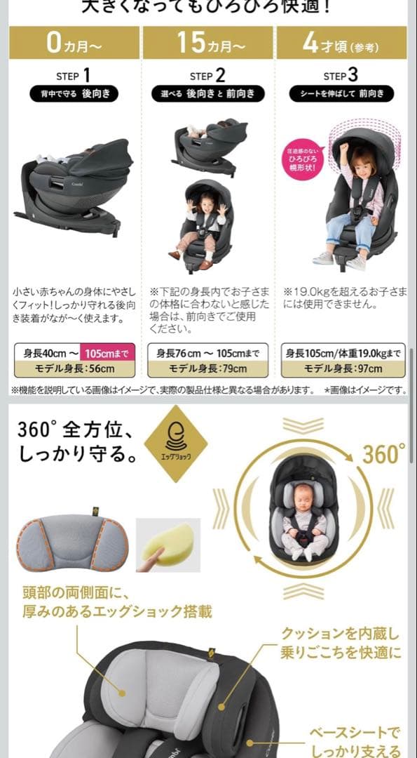 極美品　コンビ　ザエス　THE S ISOFIX　エッグショック　ZC-720