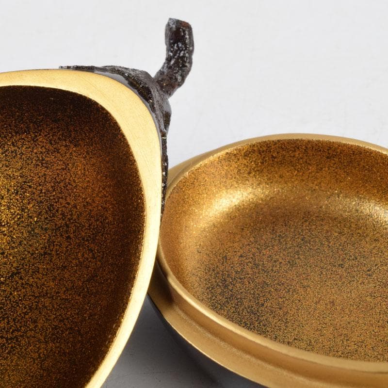 茶道具　輪島塗　川岸充雅作　乾漆造り　昆虫蒔絵　茄子香合　共箱　C　9194