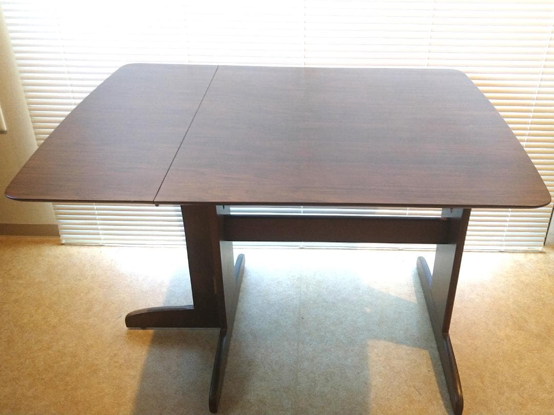 折りたたみ式ダイニングテーブル ダークブラウン USED