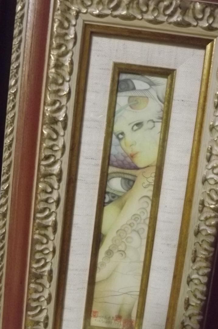 ケイト.J 城 景都　エンピツ水彩画　題名【進青】【進美】２作品　肉筆　真作