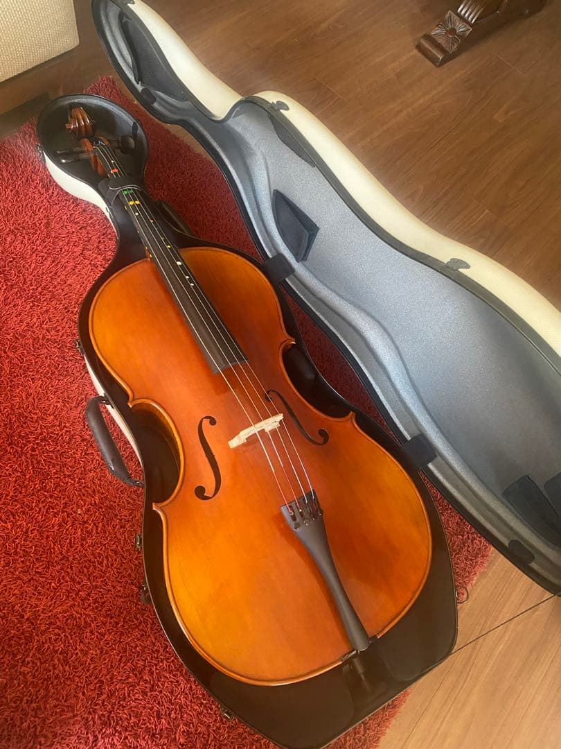 チェロ、ハードケース、弓