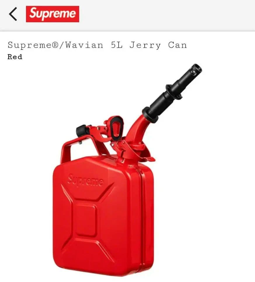 Supreme × Wavian 5L Jerry Can (RED) 20AW