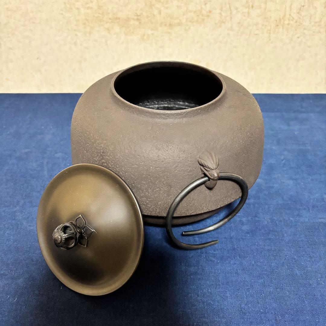 風炉/茶釜/電熱器/唐銅鬼面風炉釜/野々田製電熱器/敷板/茶道具/お点前道具