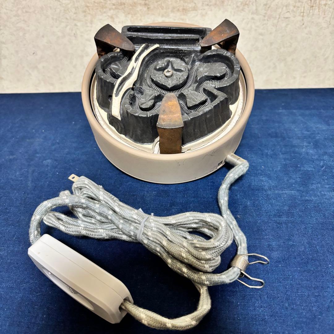 風炉/茶釜/電熱器/唐銅鬼面風炉釜/野々田製電熱器/敷板/茶道具/お点前道具