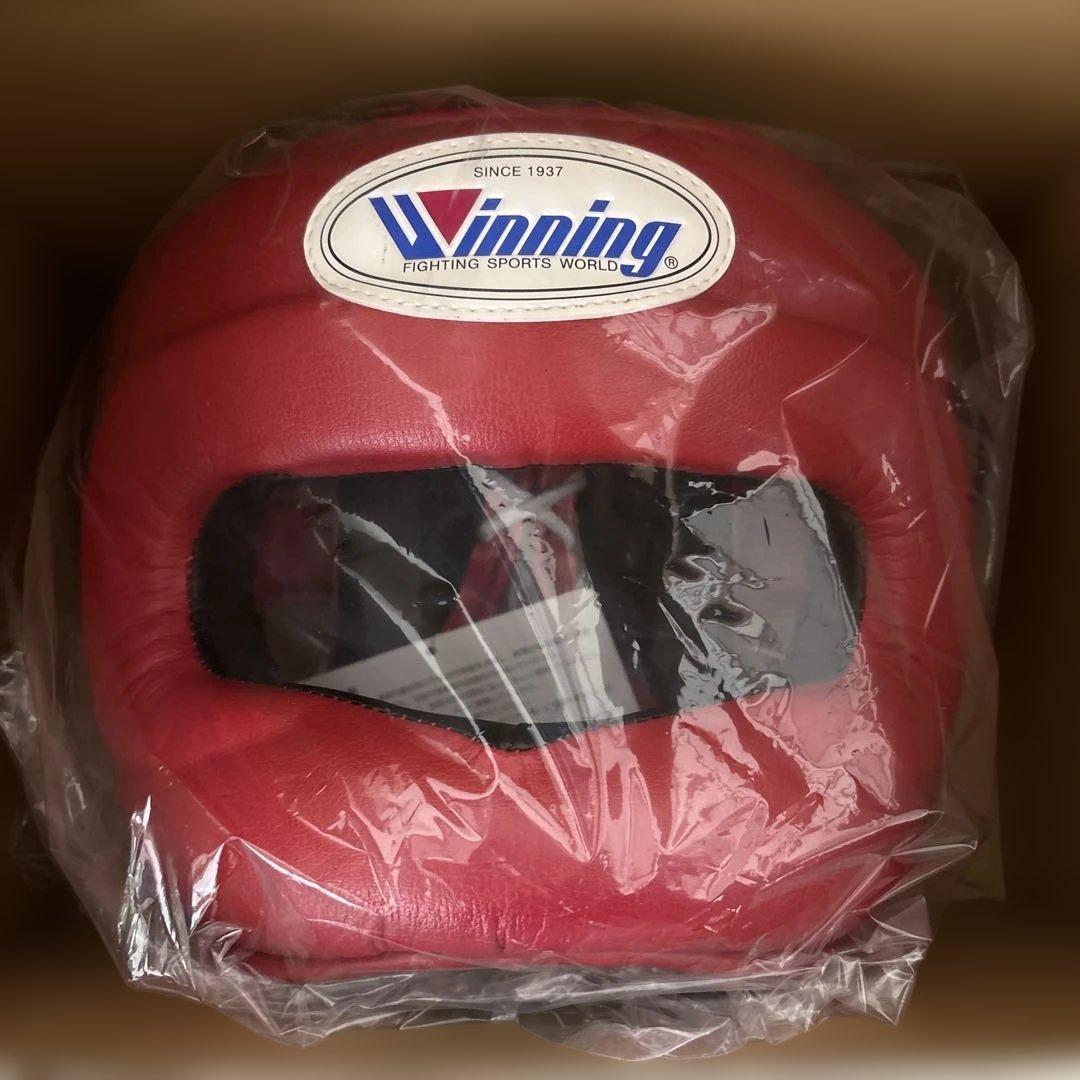 新品未使用、winningフルフェイスヘッドギアＬサイズ、レッド