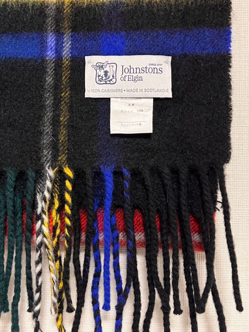 Johnstons of Elgin カシミヤマフラー タータンチェック
