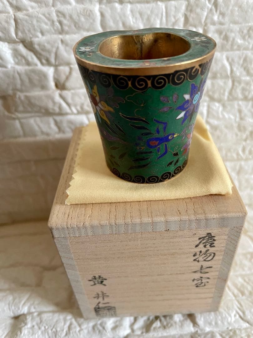 アンティーク品　茶道具　唐物七宝焼　蓋置　黄井仁作