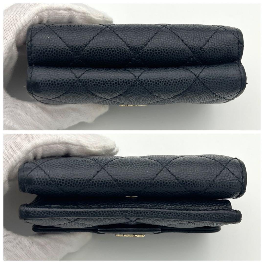 【極美品】シャネル マトラッセ キャビアスキン 三つ折り財布 ブラック 黒